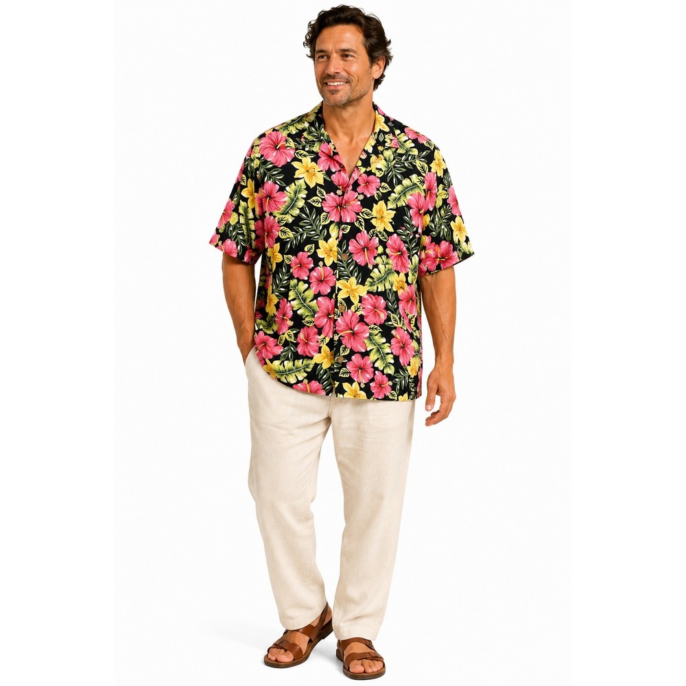 Joe Kealoha's Reyn Spooner Hawaiian Shirt XL Hibiscus Tropical Floral Vintage